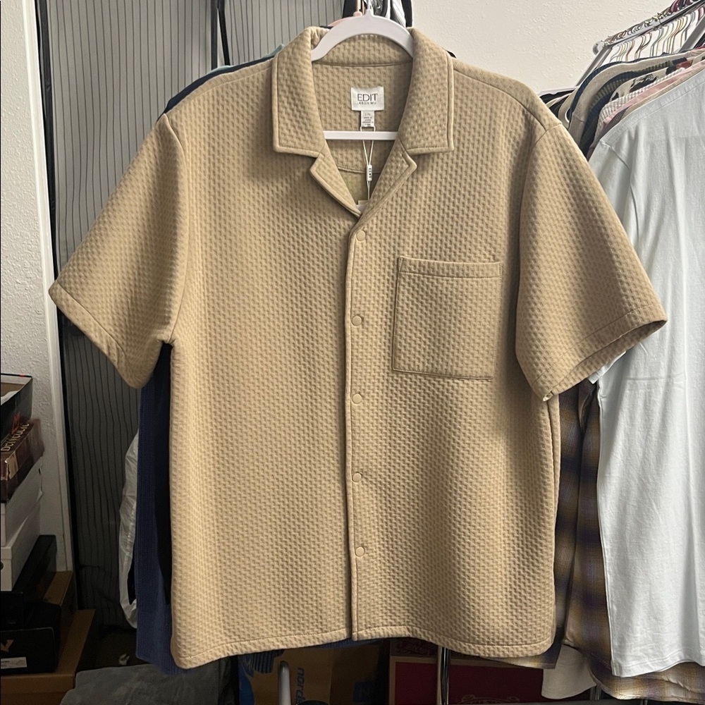 Jason Wu Beige Quilt Textured Snap Up Shirt
